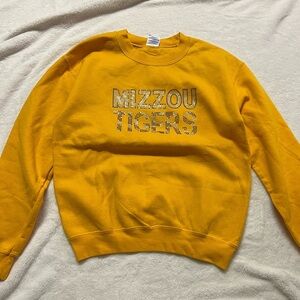 Mizzou Tigers Yellow Sweater bedazzled size small